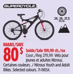 Canadian Tire Supercycle Nitrous Youth and Adult Bikes offer