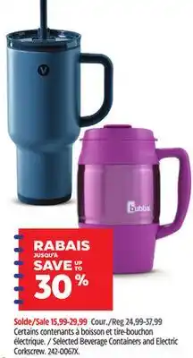 Canadian Tire Selected Beverage Containers and Electric Corkscrew offer