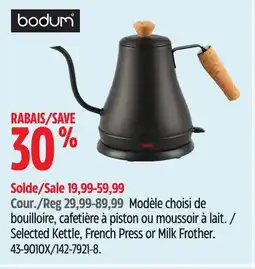 Canadian Tire Bodum Selected Kettle, French Press or Milk Frother offer