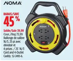 Canadian Tire NOMA 25´ 16/3 Cord and 4-Outlet Caddy offer
