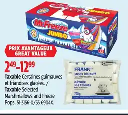 Canadian Tire Taxable Selected Marshmallows and Freeze Pops offer