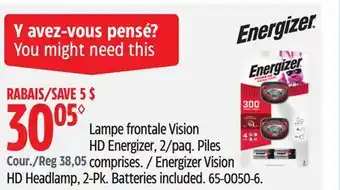 Canadian Tire Energizer Vision HD Headlamp, 2-Pk offer