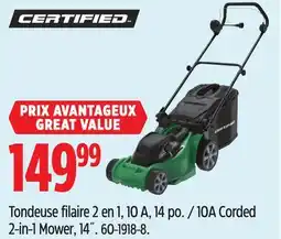 Canadian Tire Certified 10A Corded 2-in-1 Mower, 14˝ offer