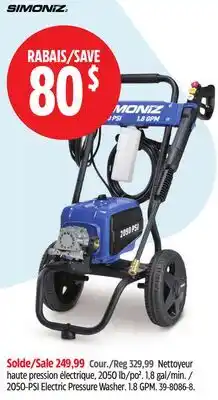 Canadian Tire Simoniz 2050-PSI Electric Pressure Washer offer