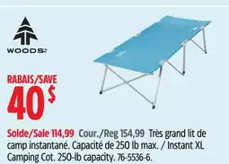 Canadian Tire Woods Instant XL Camping Cot offer
