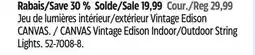 Canadian Tire CANVAS Vintage Edison Indoor/Outdoor String Lights offer