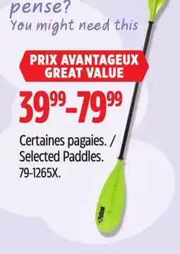 Canadian Tire Pelican Selected Paddles offer