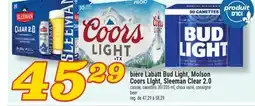 Marché Richelieu bière Labatt Bud Light, Molson Coors LIght, Sleeman Coors LIght, Sleeman Clear 2.0 caisse canettes offer