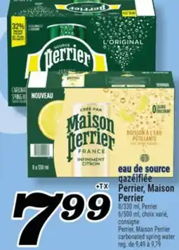 Marché Richelieu EAU DE SOURCE GAZÉIFIÉE PERRIER, MAISON PERRIER | PERRIER, MAISON PERRIER CARBONATED SPRING WATER offer
