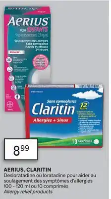 Brunet AERIUS, CLARITIN Desloratadine ou loratadine pour aider au soulagement des symptômes d'allergies offer
