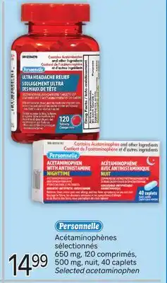 Brunet PERSONNELLE Acétaminophènes sélectionnés 650mg, 120comprimés, 500mg, nuit offer
