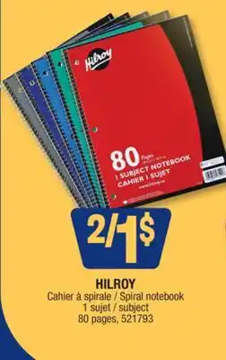 Jean Coutu HILROY Spiral notebook 1 subject offer