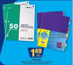 Jean Coutu FIRSTLINE Selected graph paper and index dividers offer