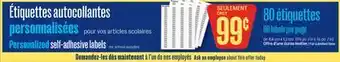 Jean Coutu Personalized self-adhesive labels offer