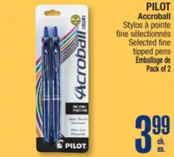 Jean Coutu PILOT Accroball Selected fine tipped pens offer