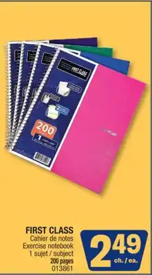 Jean Coutu FIRST CLASS Exercise notebook offer