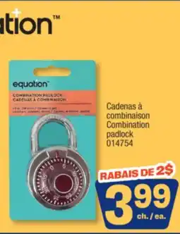 Jean Coutu EQUATION Combination padlock offer