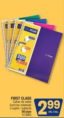 Jean Coutu FIRST CLASS Exercise notebook offer
