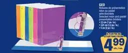 Jean Coutu GEO Selected neon and pastel presentation binders offer