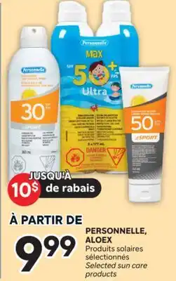 Brunet PERSONNELLE, ALOEX Produits solaires sélectionnés offer