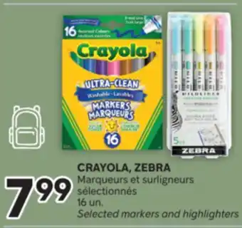 Brunet CRAYOLA, ZEBRA Marqueurs et surligneurs sélectionnés offer