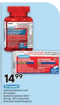 Brunet PERSONNELLE Acétaminophène nuit 40caplets, Acétaminophène 500 + 65mg , 120comprimés offer