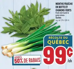 Marché Adonis MENTHE FRAîCHE EN BOTTE ET OIGNONS VERTS | FRESH MINT BUNCH & GREEN ONIONS offer