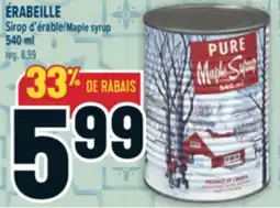 Marché Adonis ÉRABEILLE Sirop d'érable/Maple syrup offer