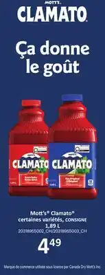 Provigo MOTT'S CLAMATO , 1,89 L offer