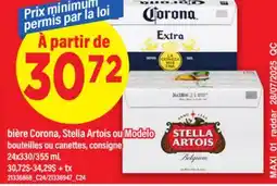 Maxi BIÈRE CORONA, STELLA ARTOIS OU MODELO, 24X330/355 ML offer