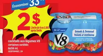 Maxi COCKTAILS AUX LÉGUMES V8, 6x156 mL offer