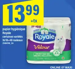 Maxi PAPIER HYGIÉNIQUE ROYALE, 16/18=48 ROULEAUX offer