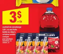 Maxi COCKTAIL DE CANNEBERGE 1,89 L OU AUX FRUITS 8X200 ML ALLEN'S offer