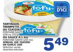 Marches Tradition FONTAINE SANTÉ (250 or 255 g) OR FONTAINE SANTÉ (235 mL) SPREAD, DIP, TZATZIKI OR GARLIC SIZE offer