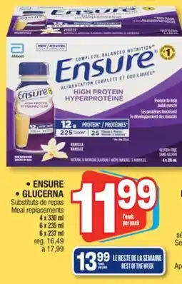 Jean Coutu ENSURE, GLUCERNA Meal replacements offer