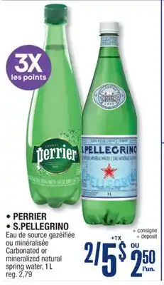 Jean Coutu PERRIER, S.PELLEGRINO Carbonated or mineralized natural spring water offer