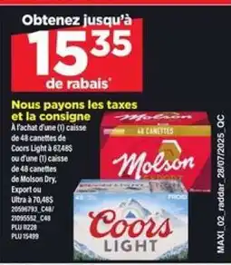 Maxi Coors Light et Molson Dry offer