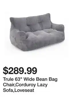 Wayfair Trule 63 Wide Bean Bag Chair,Corduroy Lazy Sofa,Loveseat offer