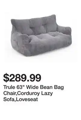 Wayfair Trule 63 Wide Bean Bag Chair,Corduroy Lazy Sofa,Loveseat offer