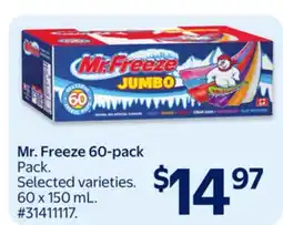 Walmart Mr. Freeze 60-pack offer