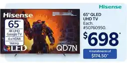 Walmart Hisense 65 QLED UHD TV offer