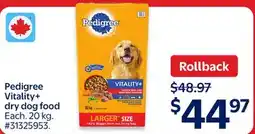Walmart Pedigree Vitality+ dry dog food offer