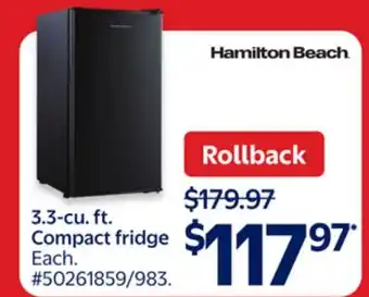 Walmart 3.3-cu. ft. Compact fridge offer