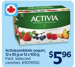Walmart Activia probiotic yogurt 12x95 g or 12x100 g offer
