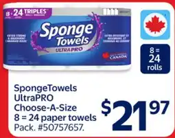 Walmart SpongeTowels UltraPRO Choose-A-Size 8 = 24 paper towels Pack offer