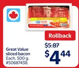 Walmart Great Value sliced bacon offer