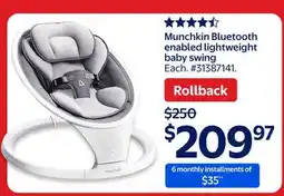 Walmart Munchkin Bluetooth Enabled Lightweight baby Swing offer