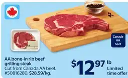 Walmart AA bone-in rib beef grilling steak offer