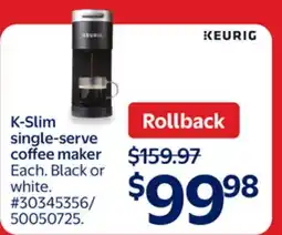 Walmart K—Slim single-serve coffee maker offer