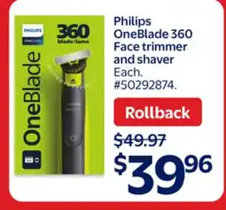 Walmart Philips OneBlade 360 Face trimmer and shaver offer